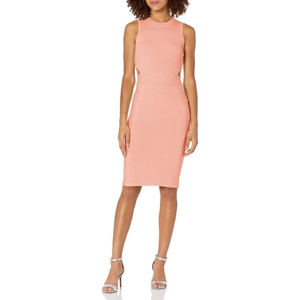 NWT Guess peach creme cutout ribbed allison dress size M